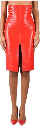 Elisabetta Franchi Gonna lucida con cinturini - - Skirts - Donna - Rosso - L