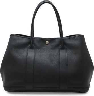 Herm&egrave;s Black Yellow Negonda Leather Handbag Tote Bag (Pre-Owned)