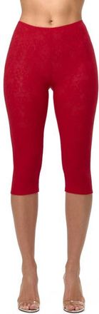 Naked Wardrobe Lace Capri Leggings in Ruby Red at Nordstrom, Size X-Large