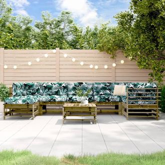 vidaXL Juego De Muebles Jard&iacute;n 8 Pzas Y Cojines Madera Pino Impregnada Vidaxl