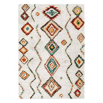 Sweeek Alfombra interior estilo shaggy bereber color crema y multicolor