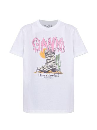 Ganni bedrucktes Baumwoll-T-Shirt