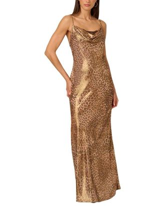 Adrianna Papell Printed Chiffon Long Dress