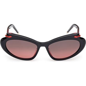 Christian Louboutin 56mm Geometric Sunglasses in Black /Red /Zeiss Lens Red at Nordstrom