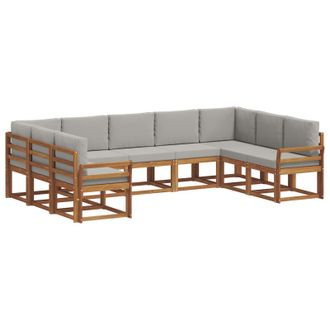 vidaXL Conjunto De Sof&aacute;s De Exterior 9 Pcs Gris Natural Y Claro Vidaxl