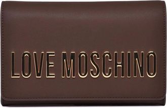 Love Moschino Smooth Brown Crossbody Bag With Gold Chain Strap