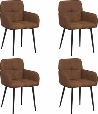 vidaXL Sillas De Comedor 4 Uds. Cuero De Suede Sint&eacute;tico Marr&oacute;n Vidaxl
