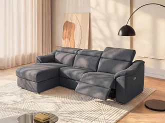 Vente-Unique Divano relax angolare in Tessuto Antracite - Angolo a sinistra - PEDRERA