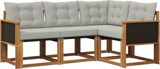vidaXL Conjunto De Sof&aacute;s De Exterior 4 Uds. Natural Y Gris Claro Vidaxl