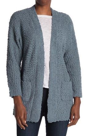 Bobeau Open Front Patch Pocket Popcorn Cardigan in Lt Peacock at Nordstrom Rack, Size X-Small