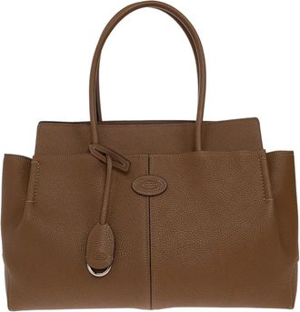 Tod's Hammered Leather Medium Tote Bag - Dames - Shoppers - Bruin - ONE Size - Leer - Tassen