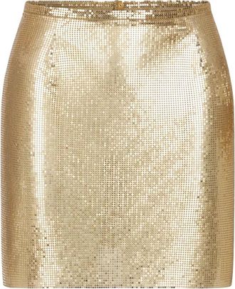 Paco Rabanne Sequin Mesh Pencil Rok - Dames - Korte rokken - Geel - S - Pailletten - Rokken