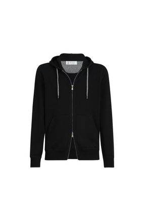 Brunello Cucinelli Cashmere sweatshirt-style cardigan in Black at Nordstrom, Size 60 It