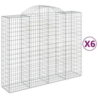 Berkfield Home Arched Gabion Baskets 6 pcs 200x50x160/180 cm Galvanised Iron in Silver