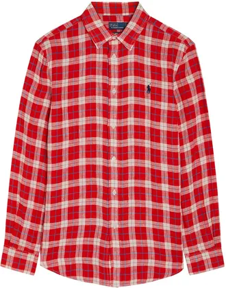 Polo Ralph Lauren Plaid Linen Shirt - Red - S (UK8-10 / S)