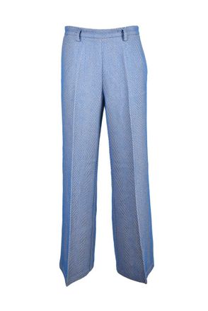 Forte_Forte Two-Tone Beige and Sky Blue Tailored Trousers