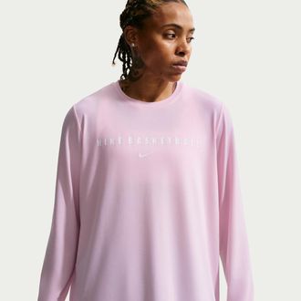 Nike Womens Dri-FIT Long-Sleeve Warm-Up Basketball Top in Pink | IO1355-663