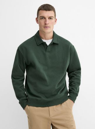 Le 31 Mens Fleece-interior Johnny collar sweatshirt