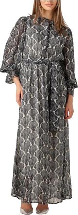 Notre-V Zwarte Maxi-jurk met Elegante Charme - Dames - Maxi kleedjes - Veelkleurig - XS - Polyester - Kleedjes