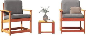 vidaXL Juego De Muebles Jard&iacute;n 3 Pzas Madera Maciza Pino Marr&oacute;n Cera Vidaxl