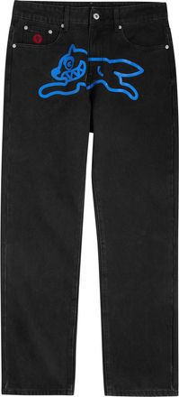 Ice Cream Ice Cream Running Dog Printed Straight-leg Jeans - Black - 36 (W36 / XL)