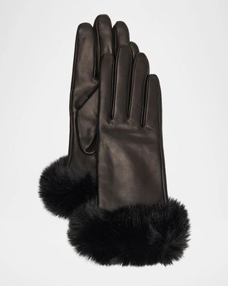 Sofiacashmere Faux-Fur Leather Gloves