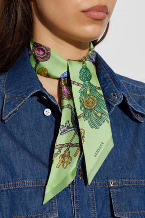 Versace Silk Scarf, Unisex, Green
