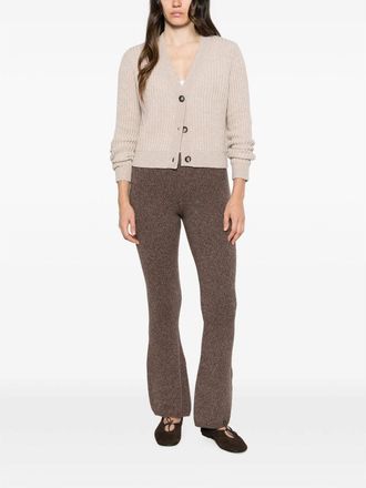 Allude Ribbed Knit Virgin Wool Cardigan - Brown