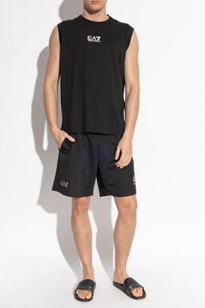 Emporio Armani T-shirt With Embroidered Logo, Mens, Black