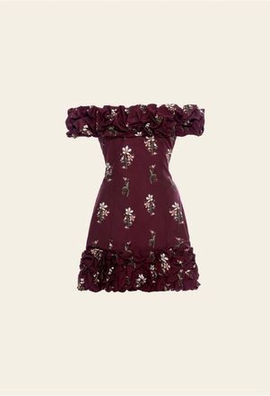 Agua Bendita Jardin Noche Mini Dress in Burgundy at Nordstrom, Size X-Small
