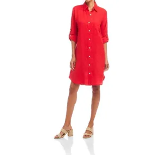 Karen Kane Linen Shirtdress - Petite In Cherry