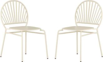 VENTE-UNIQUE.COM Juego de 2 sillas de jardín acero beige