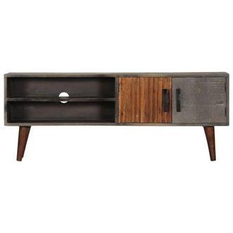 Berkfield Home TV Cabinet Grey 130x30x46 cm Solid Rough Mango Wood | Size: 130 x 30 x 46 cm