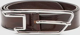 Diesel 3cm waxed-leather belt with D buckle - Belts - Unisex - Brown