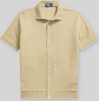 Polo Ralph Lauren Regular Fit Poloshirt mit durchgehender Knopfleiste aus reiner Baumwolle in Beige, Gr&ouml;&szlig;e L