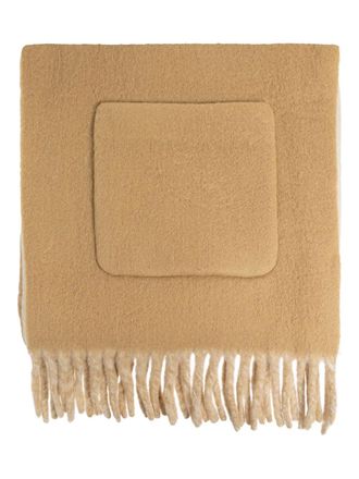 Burberry pocket-detail fringed scarf - unisex - Alpaca/Wool/Polyamide - OS - Neutrals