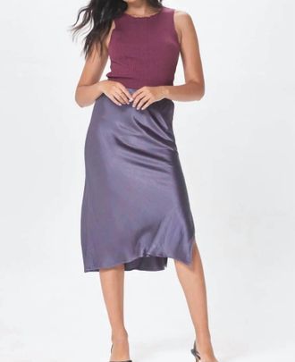 La Made Doris Silky Slip Skirt In Petrol