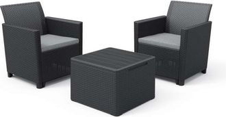 Keter Conjunto Keter 2 Sillones + Mesita Conjunto Balcon Claire Grafito