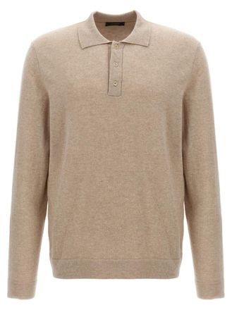 Zanone Beige Cashmere wool polo shirt