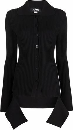 ADĀMO Andrea Adamo Cardigan Lange Mouw Met Uitgesneden Detail - Dames - Vesten - Zwart - S - Truien & Vesten