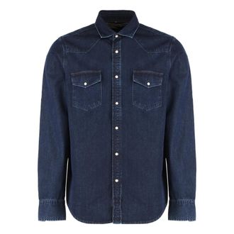 Moorer Denim shirt met twee zakken - Heren - Spijkeroverhemden - Blauw - 2XL - Denim - Overhemden