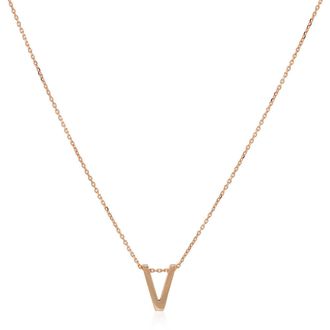 Vanrycke Abecedaire Rose Gold Letter V Necklace
