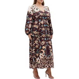 City Chic Florence Long Sleeve Maxi Dress in Forever Florence at Nordstrom Rack, Size Xxl/24W