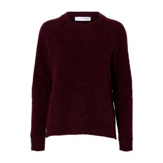 Selected Truien & Vesten, Dames, Paars, M, Wol, Donkerlila Gebreide O-Hals Trui