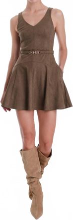 Karina Grimaldi Hanna Suede Mini Dress In Olive