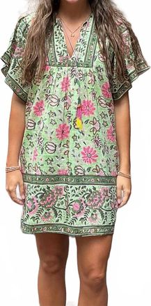 Bell Angel Dress In Mint Pink Floral