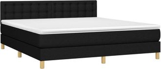 vidaXL Cama Box Spring Con Colch&oacute;n Led Tela Negro 160x200 Cm Vidaxl