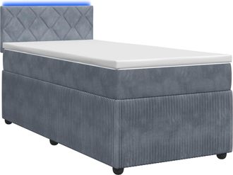vidaXL Cama Con Base Tapizada, Colch&oacute;n Y Luz Led Gris Oscuro Vidaxl