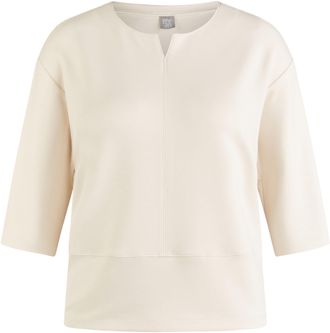 Rabe 3/4-Arm-Shirt RABE, Damen, Gr. 46, gelb (vanille), Web, Obermaterial: 48% Modal, 47% Polyester, 5% Elasthan, unifarben, relaxed fit normal, U-Boot-Aus