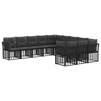 vidaXL Conjunto De Sof&aacute;s De Exterior Negro Y Gris Oscuro Poli&eacute;ster Vidaxl
